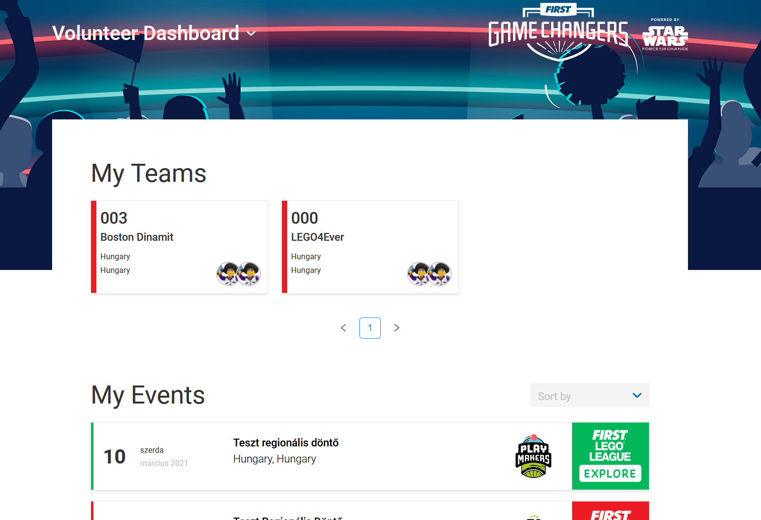 Remote Event Hub volunteer dashboard